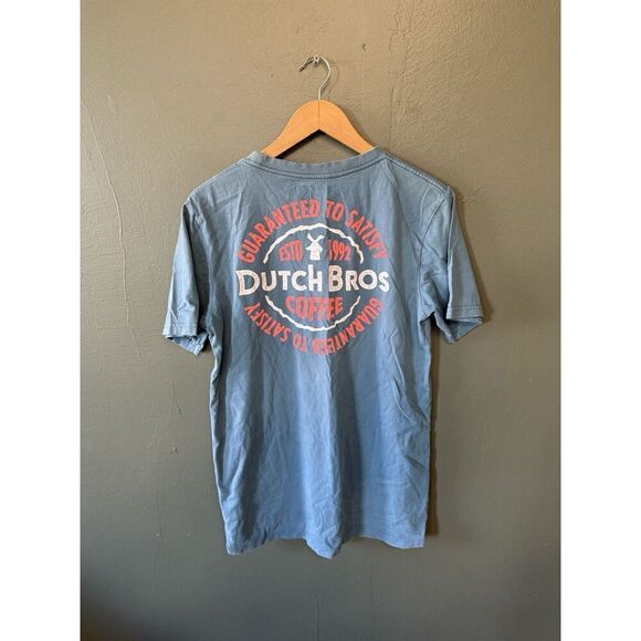 Dutch Bros Coffee Mens Blue Short Sleeve Graphic T-shirt Size Medium - Picture 2 of 3